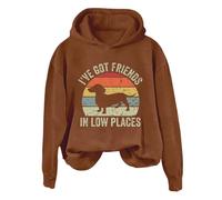 Hoodies For Women Ive Got Friends In Low Places Dachshund Holiday Activewear Long Sleeve Ladies Hoodie Pullover Winter Trendy Fall Comfy Causal Hooded Sweatshirts (Coffee, M) Coats For Women