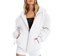 Hoodies for Women Long Sleeves Sweatshirts Sweatshirt Top Jumper Jacket Sweaters Cute Loose Ladies Hooded Tops Comfortable Drop Shoulder Pullover Festival Outfits Athletic Wear White