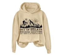 Hoodies For Women Out Of Breath Hiking Society Don't Worry I'll Be There In A Minutes Long Sleeve Ladies Hoodie Pullover Winter Fall Hooded Sweatshirts Comfy Causal (Khaki, S) Ladies Winter Coat