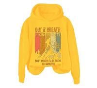 Hoodies For Women Out Of Breath Hiking Society Don't Worry I'll Be There In A Minutes Long Sleeve Ladies Hoodie Pullover Winter Comfy Causal Fall Hooded Sweatshirts (Yellow, 3XL) Sweatshirt Womens