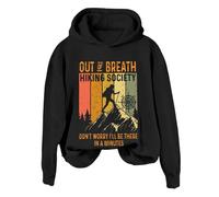 Hoodies For Women Out Of Breath Hiking Society Don't Worry I'll Be There In A Minutes Long Sleeve Ladies Hoodie Pullover Winter Causal Fall Hooded Sweatshirts (Black, S) Brown Leather Jacket Womens