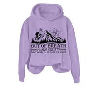 Hoodies For Women Out Of Breath Hiking Society Don't Worry I'll Be There In A Minutes Long Sleeve Ladies Hoodie Pullover Winter Fall Hooded Sweatshirts Causal (Purple, XL) Long Waterproof Coats Women