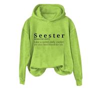 Hoodies For Women Seester Like A Sister Only Cooler See Also Best Frind Life Printed Funny Long Sleeve Ladies Hoodie Pullover Hooded Sweatshirts Comfy Causal Fall Winter (Green, M) Coat For Women