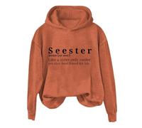 Hoodies For Women Seester Like A Sister Only Cooler See Also Best Frind Life Printed Funny Long Sleeve Ladies Hoodie Pullover Hooded Sweatshirts Causal Fall Winter (Orange, XXL) Bed Jackets For Women