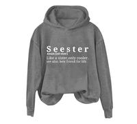 Hoodies For Women Seester Like A Sister Only Cooler See Also Best Frind Life Printed Funny Long Sleeve Ladies Hoodie Pullover Hooded Sweatshirts Fall Winter (Dark Gray, L) Womens Leather Jackets