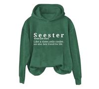 Hoodies For Women Seester Like A Sister Only Cooler See Also Best Frind Life Printed Funny Long Sleeve Ladies Hoodie Pullover Hooded Sweatshirts Comfy Causal Fall Winter (AG, S) Winter Coat Women