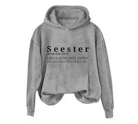Hoodies For Women Seester Like A Sister Only Cooler See Also Best Frind Life Printed Funny Long Sleeve Ladies Hoodie Pullover Hooded Sweatshirts Causal Fall Winter (Grey, L) Ladies Jackets Size 16