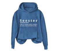Hoodies For Women Seester Like A Sister Only Cooler See Also Best Frind Life Printed Funny Long Sleeve Ladies Hoodie Pullover Hooded Sweatshirts Comfy Causal Fall Winter (Blue, XL) Teddy Jacket Women