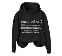 Hoodies For Women Sem I Col On A Semicolon Is Sued When An Author Could've Chosen To End Long Sleeve Ladies Hoodie Pullover Winter Hooded Sweatshirts Causal Fall (Black, M) Womens Jackets Size 16