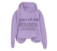 Hoodies For Women Sem I Col On A Semicolon Is Sued When An Author Could've Chosen To End Long Sleeve Ladies Hoodie Pullover Winter Hooded Sweatshirts Causal Fall (Purple, XXL) Womens Faux Fur Coat