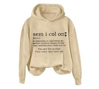 Hoodies For Women Sem I Col On A Semicolon Is Sued When An Author Could've Chosen To End Long Sleeve Ladies Hoodie Pullover Winter Hooded Sweatshirts Fall (Khaki, XXL) Bolero Jackets For Women Wedding