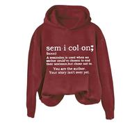 Hoodies For Women Sem I Col On A Semicolon Is Sued When An Author Could've Chosen To End Long Sleeve Ladies Hoodie Pullover Winter Hooded Sweatshirts Fall (Red, L) Winter Coats For Women Uk Plus Size