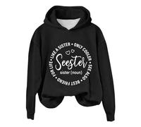Hoodies For Women Sisters Are Like Stars You Don't Need To See Them To Know They Are There Long Sleeve Ladies Hoodie Pullover Hooded Sweatshirts Fall Winter Comfy Causal (Black, XL) Ladies Long Coat