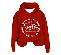 Hoodies For Women Sisters Are Like Stars You Don't Need To See Them To Know They Are There Long Sleeve Ladies Hoodie Pullover Hooded Sweatshirts Fall Winter Comfy Causal (Red, S) Faux Fur Coat Women