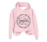 Hoodies For Women Sisters Are Like Stars You Don't Need To See Them To Know They Are There Long Sleeve Ladies Hoodie Pullover Hooded Sweatshirts Fall Winter Causal (Pink, XXL) Ladies Jackets Size 12