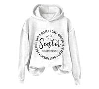 Hoodies For Women Sisters Are Like Stars You Don't Need To See Them To Know They Are There Long Sleeve Ladies Hoodie Pullover Hooded Sweatshirts Fall Winter (White, S) Ladies Coats Size 22-24 Uk