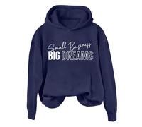Hoodies For Women Small Buyinegg Big Dreams Long Sleeve Holiday Activewear Ladies Hoodie Pullover Winter Fall Hooded Sweatshirts Comfy Causal Trendy (Blue, M) Navy Quilted Jackets For Women