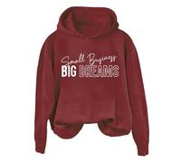 Hoodies For Women Small Buyinegg Big Dreams Long Sleeve Holiday Activewear Ladies Hoodie Pullover Winter Fall Hooded Sweatshirts Comfy Causal Trendy (Red, XXL) Hooded Cardigan Women