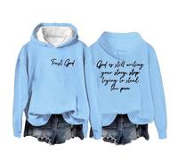 Hoodies For Women Trust God Writing Your Story Stop Trying To Steal The Pem Holiday Long Sleeve Ladies Hoodie Pullover Hooded Sweatshirts Comfy Causal Fall Winter (Sky Blue, L) Softshell Jacket Womens