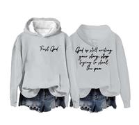 Hoodies For Women Trust God Writing Your Story Stop Trying To Steal The Pem Holiday Long Sleeve Ladies Hoodie Pullover Hooded Sweatshirts Causal Fall Winter (Grey, XXL) Women's Waterproof Winter Coats