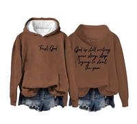 Hoodies For Women Trust God Writing Your Story Stop Trying To Steal The Pem Holiday Long Sleeve Ladies Hoodie Pullover Hooded Sweatshirts Trendy Comfy Causal Fall Winter (Khaki, S) Womens Trench Coat