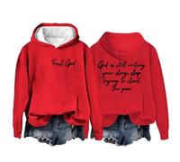 Hoodies For Women Trust God Writing Your Story Stop Trying To Steal The Pem Holiday Long Sleeve Ladies Hoodie Pullover Hooded Sweatshirts Trendy Comfy Causal Fall Winter (Red, XL) Womens Coats Size 16