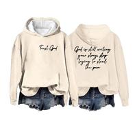 Hoodies For Women Trust God Writing Your Story Stop Trying To Steal The Pem Holiday Long Sleeve Ladies Hoodie Pullover Hooded Sweatshirts Comfy Causal Fall Winter (Beige, XXL) Wool Coats For Women Uk
