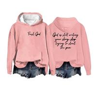 Hoodies For Women Trust God Writing Your Story Stop Trying To Steal The Pem Holiday Long Sleeve Ladies Hoodie Pullover Hooded Sweatshirts Comfy Causal Fall Winter (Pink, XL) Teddy Bear Coats For Women