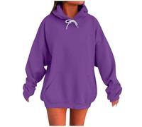 Hoodies for Women Uk Casual Fashion Long Sleeve Loose Fit Pullover Sweatshirt Plain Comfort Sport Fall Winter Travel Sweatshirts women hoodie oversized womens sweatshirt uk Purple XXL
