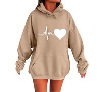 Hoodies for Women Uk Classic Casual Hoodies Drawstring Long Sleeve Hooded Jackets with Pockets Ladies Fashion Oversized Hoody Soft Comfortable Loose Sweatshirts Lightweight Tops Khaki