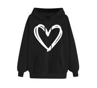 Hoodies for Women UK Clearance - Womens Hearts Printed Hoodies Soft Comfy Warm Hooded Pullover Tops Long Sleeve Crewneck Sweatshirts for Fall and Winter