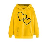Hoodies for Women UK Clearance - Womens Hearts Printed Hoodies Soft Comfy Warm Hooded Pullover Tops Long Sleeve Crewneck Sweatshirts for Fall and Winter