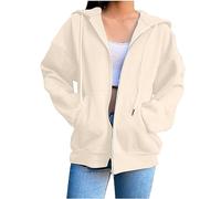 hoodies for women uk clearance zip up hoodie women Women's Zip Up Hoodies Oversized Solid Color Sweatshirt With Pocket Casual only items log into my account prime uk Beige