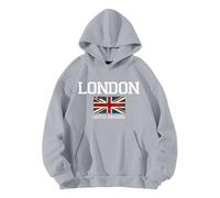 Hoodies for Women Uk Crew Neck Pullover Hoodie Long Sleeve Oversized Hoodies Plus Size London Printed Ladies Sweatshirts Women's Fashion Mum Gift Warehouse Clearance