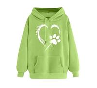 Hoodies For Women Uk Dog Paw Print Sweatshirt Long Sleeve Hooded Jumpers With Pocket Hooded Pullover Tops Oversized Tees Shirts Hoody T Shirts Tunic Tops Blouse Office Work Green L