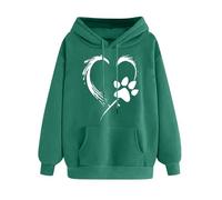 Hoodies For Women Uk Dog Paw Print Sweatshirt Long Sleeve Hooded Jumpers With Pocket Hooded Pullover Tops Oversized Tees Shirts Hoody T Shirts Tunic Tops Blouse Office Work Mint Green XXL