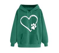 Hoodies For Women Uk Dog Paw Print T Shirt Women Hooded Jumpers Cartoon Print Casual Tunic Tops T Shirts Baggy Hoody Tops Loose Fit Casual Pullover Sportswear Tees Shirts Mint Green XL