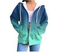 Hoodies for Women Uk Fashion Color Block Striped Long Sleeve Sweatshirt with Pockets Outdoor Casual Travel Sports Loose Ladies Tops plus size womens clothes Green L