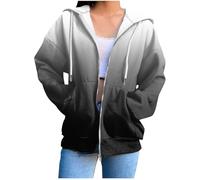 Hoodies for Women Uk Fashion Color Block Striped Long Sleeve Sweatshirt with Pockets Outdoor Casual Travel Sports Loose Ladies Tops sweatshirt for women Gray XL