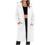 Hoodies for Women UK Full Zip Up Hoodie Casual Long Sleeve Knee Length Tunic Sweatshirts Comfy Hooded Coats Solid Color Comfortable Cardigan Lightweight Loose Outwear