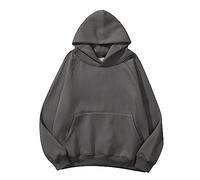Hoodies For Women Uk Ladies Solid Color Oversized Hoodies Soft Casual Fashion Pullover Long Sleeve Sweatshirt Jumper Jacket Autumn Winter Thermal Fleece Tops With Pockets No Drawstring Coats Grey
