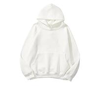 Hoodies For Women Uk Ladies Solid Color Oversized Hoodies Soft Casual Fashion Pullover Long Sleeve Sweatshirt Jumper Jacket Autumn Winter Thermal Fleece Tops With Pockets No Drawstring Coats White