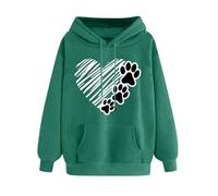 Hoodies for Women UK, Ladies Sweatshirt Floral/Hearts Printed Oversized Hoodie Long Sleeve Jumpers Tops Casual Drawstring Hooded Pullover Autumn Warm Sweater with Pockets Size 8-16