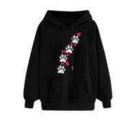 Hoodies for Women UK, Ladies Sweatshirt Floral/Hearts Printed Oversized Hoodie Long Sleeve Jumpers Tops Casual Drawstring Hooded Pullover Autumn Warm Sweater with Pockets Size 8-16