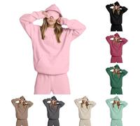Hoodies for Women UK, Ladies Travel Hoodie with Eyes Mask Fashion Sweatshirts Oversized Hoodie Ladies Pullover Tops Womens Fall Winter Clothes, Black Grey Pink