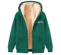 Hoodies For Women Uk Long Sleeve Fleece Lined Jackets Ladies Winter Warm Coats Casual Heart Dandelion Electrocardiogram Print Sweatshirts Comfy Loose Full Zip Cardigans Thermal Tops