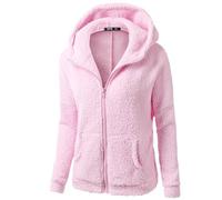 Hoodies for Women Uk Long Sleeve Full Zip Fleece Jacket Womens Solid Colour Casual Hooded Sweatshirts for Women Winter Soft Warm Plush Coats Cotton Plus Size Zip up Hoodie Womens Outwear