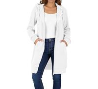 Hoodies for Women UK Long Sleeve Hooded Zipped Cardigans Ladies Hoodies Casual Long Sweatshirt Jackets Zip up Hoodie with Pockets Autumn Clothing White Plus Size 18