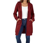 Hoodies for Women UK Long Sleeve Hooded Zipped Cardigans Ladies Hoodies Casual Long Sweatshirt Jackets Zip up Hoodie with Pockets Autumn Clothing Red Plus Size 20