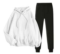 Hoodies for Women UK Long Sleeves Solid Color Pullover Top Ladies Comfy Hoody Sweatshirts Plus Size Casual Cute Jumpers Sweaters Clothes White